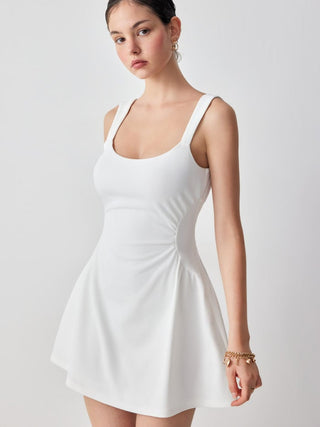 Scoop Neck Ruched A-line Tank Mini Dress