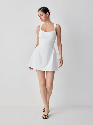 Scoop Neck Ruched A-line Tank Mini Dress