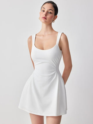 Scoop Neck Ruched A-line Tank Mini Dress