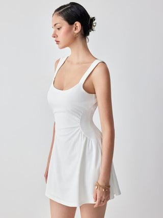 Scoop Neck Ruched A-line Tank Mini Dress
