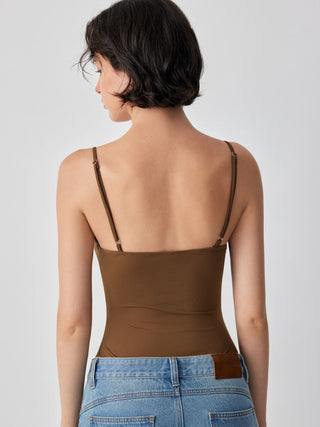 Scoop Neckline Scalloped Lace Trim Cami Bodysuit