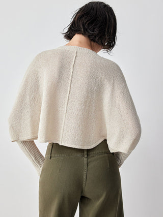 Knit Textured Batwing Sleeve Center Seam Crop Top