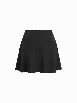 Low Rise Lace Trim Flared Mini Skort