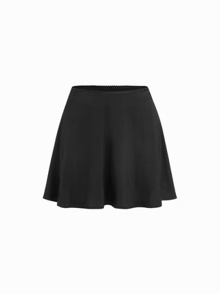 Low Rise Lace Trim Flared Mini Skort