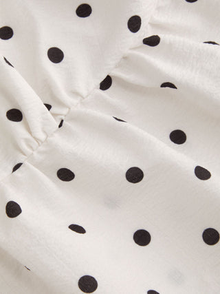 Polka Dot Square Neck Top & High Rise Straight Trousers Loungewear Set