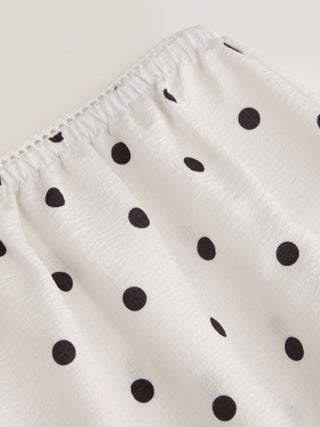 Polka Dot Square Neck Top & High Rise Straight Trousers Loungewear Set
