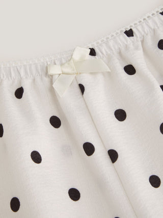 Polka Dot Square Neck Top & High Rise Straight Trousers Loungewear Set