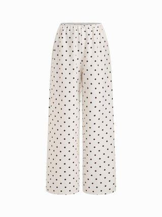 Polka Dot Square Neck Top & High Rise Straight Trousers Loungewear Set