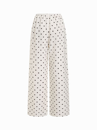 Polka Dot Square Neck Top & High Rise Straight Trousers Loungewear Set