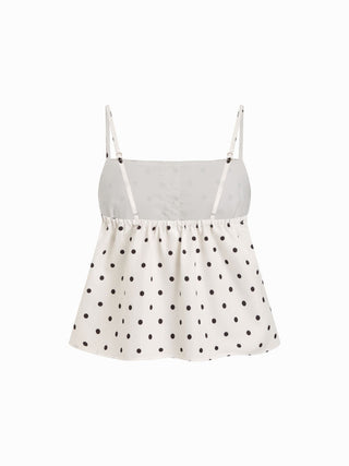 Polka Dot Square Neck Top & High Rise Straight Trousers Loungewear Set