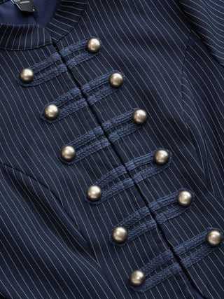 Striped Metal Double-Button Middle Sleeve Jacket