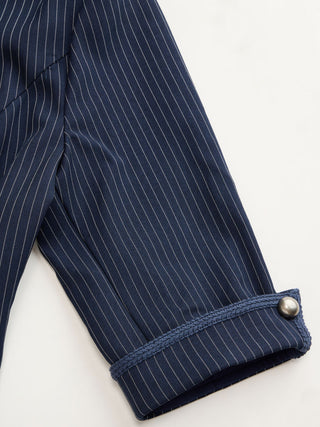 Striped Metal Double-Button Middle Sleeve Jacket