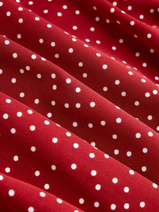 Chiffon Polka Dot Ruched Cinched Waist Batwing Sleeve Blouse