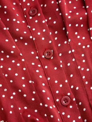 Chiffon Polka Dot Ruched Cinched Waist Batwing Sleeve Blouse