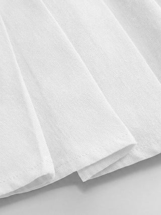 Linen-blend Pleated Button Blouse