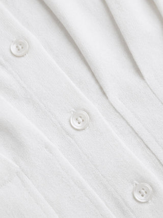 Linen-blend Pleated Button Blouse
