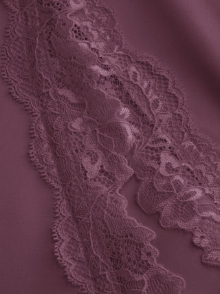 Satin Lace Trim Split Mermaid Maxi Dress