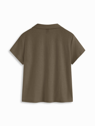 Cotton-blend Polo Collar Short Sleeve Tee