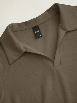 Cotton-blend Polo Collar Short Sleeve Tee