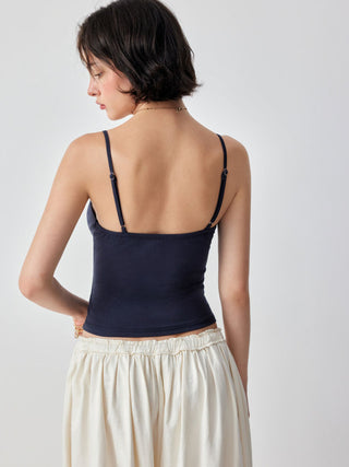 Bunny Graphic Sweetheart Neck Embroidery Lace Trim Bowknot Cami Top