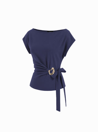 Twist Knot Short Sleeve Metal Detail Tee