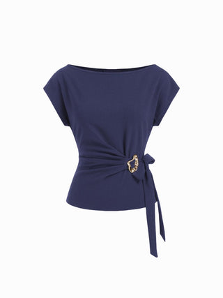 Twist Knot Short Sleeve Metal Detail Tee