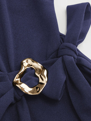 Twist Knot Short Sleeve Metal Detail Tee