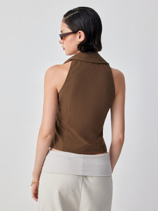 Cotton Metal Detail Corset Tank Top Blouse