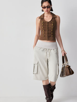 Cotton Metal Detail Corset Tank Top Blouse