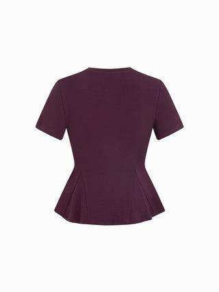 Cotton-blend Short Sleeve Ruffled Hem Tee
