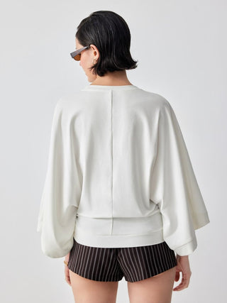 Cotton-blend Batwing Sleeve Oversized Top