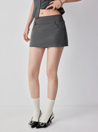 Low Rise Striped Pocket A-line Mini Skort