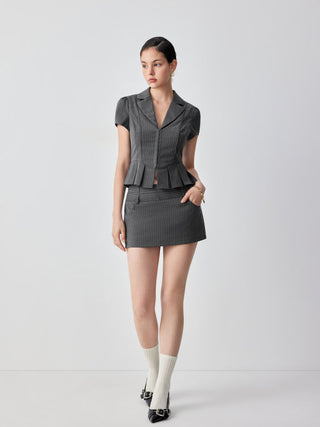 Low Rise Striped Pocket A-line Mini Skort
