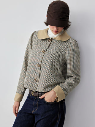 Gingham Reversible Peter Pan Collar Jacket