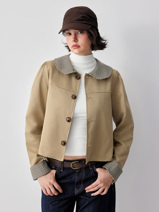 Gingham Reversible Peter Pan Collar Jacket