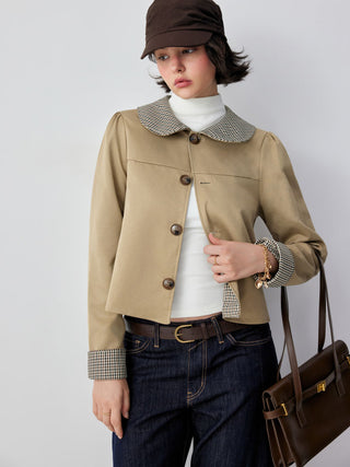 Gingham Reversible Peter Pan Collar Jacket