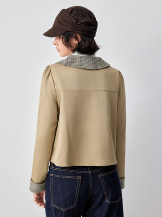 Gingham Reversible Peter Pan Collar Jacket