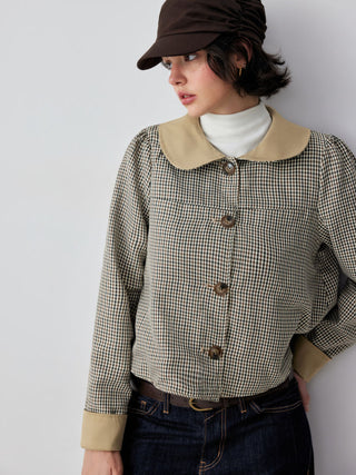 Gingham Reversible Peter Pan Collar Jacket