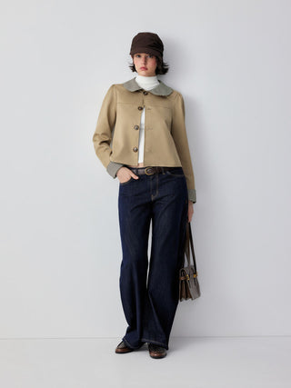 Gingham Reversible Peter Pan Collar Jacket