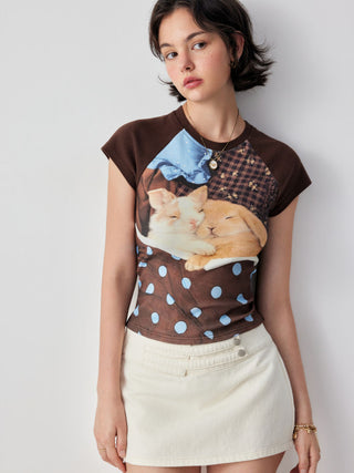 Cotton-blend Bunny Graphic Raglan Sleeve Tee