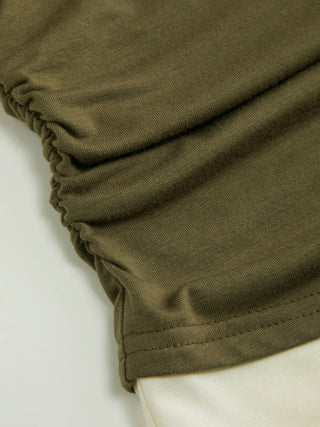 Halter Neck Top & V-neck Ruched Bell Sleeve Tee