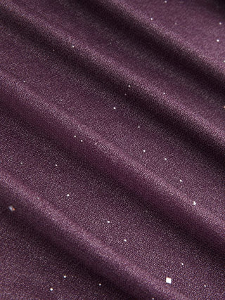 Cowl Neck Solid Glitter Ruffle Hem Maxi Dress
