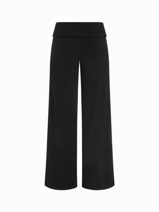 High Stretch Cotton-blend Fold Over Low Rise Straight Leg Trousers
