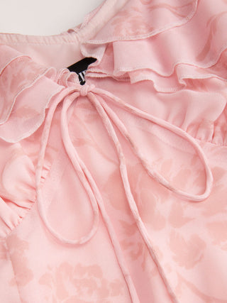 Chiffon V-Neck Dolman Sleeve Floral ALINE Short Dress