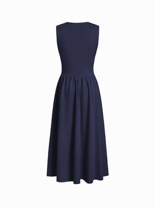 Round Neckline Ruched Maxi Dress