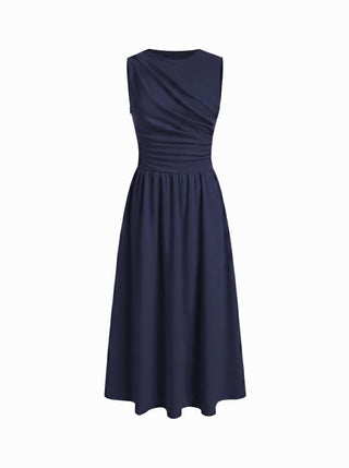 Round Neckline Ruched Maxi Dress