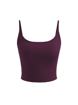 Cotton-blend Scoop Neckline Solid Adjustable Strap Cami Top
