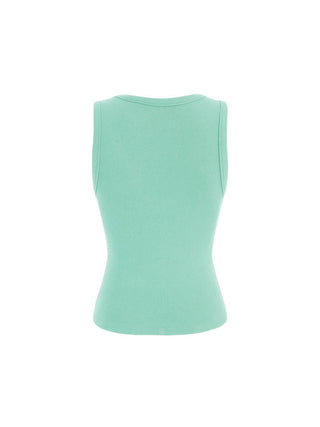 Cotton-blend Ribbed V-neck High Stretch Tank Top
