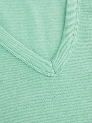 Cotton-blend Ribbed V-neck High Stretch Tank Top