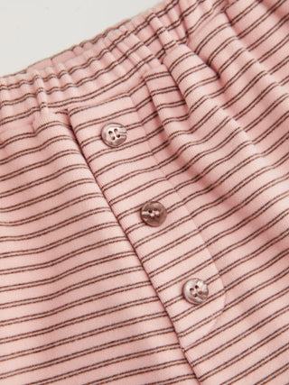Stripe Long Sleeve U-neckline Ruffle Top & Mid Rise Wide Leg Trousers Loungewear Set